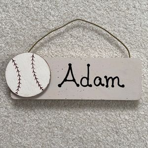 Wooden Baseball Theme Name Plate Wall Decor